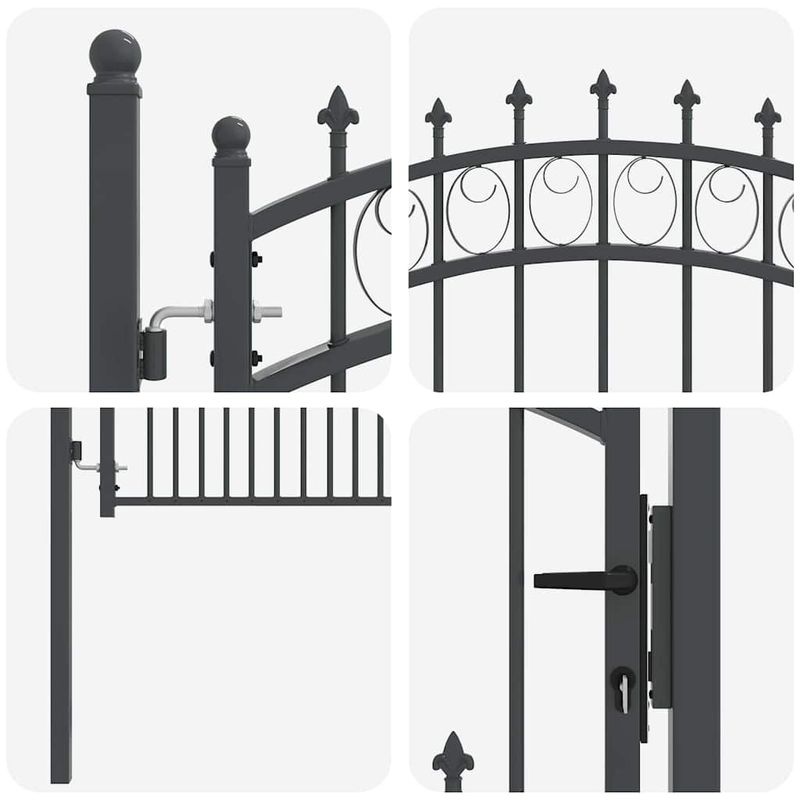Casa si Gradina - Constructii - Usi interior, exterior si garaj - Usi garaj - Poarta de gard cu varfuri Gri 125 x 100 cm - Infinity.ro