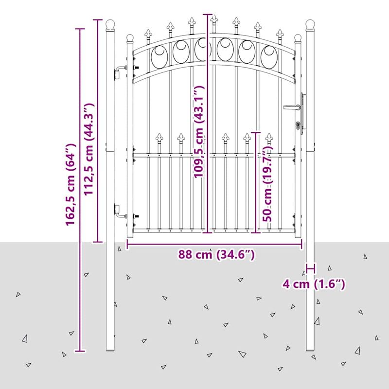Casa si Gradina - Constructii - Usi interior, exterior si garaj - Usi garaj - Poarta de gard cu varfuri Gri 125 x 100 cm - Infinity.ro
