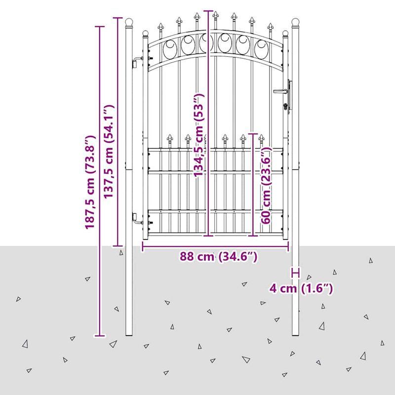 Casa si Gradina - Constructii - Usi interior, exterior si garaj - Usi garaj - Poarta de gard cu varfuri Gri 170 x 100 cm - Infinity.ro