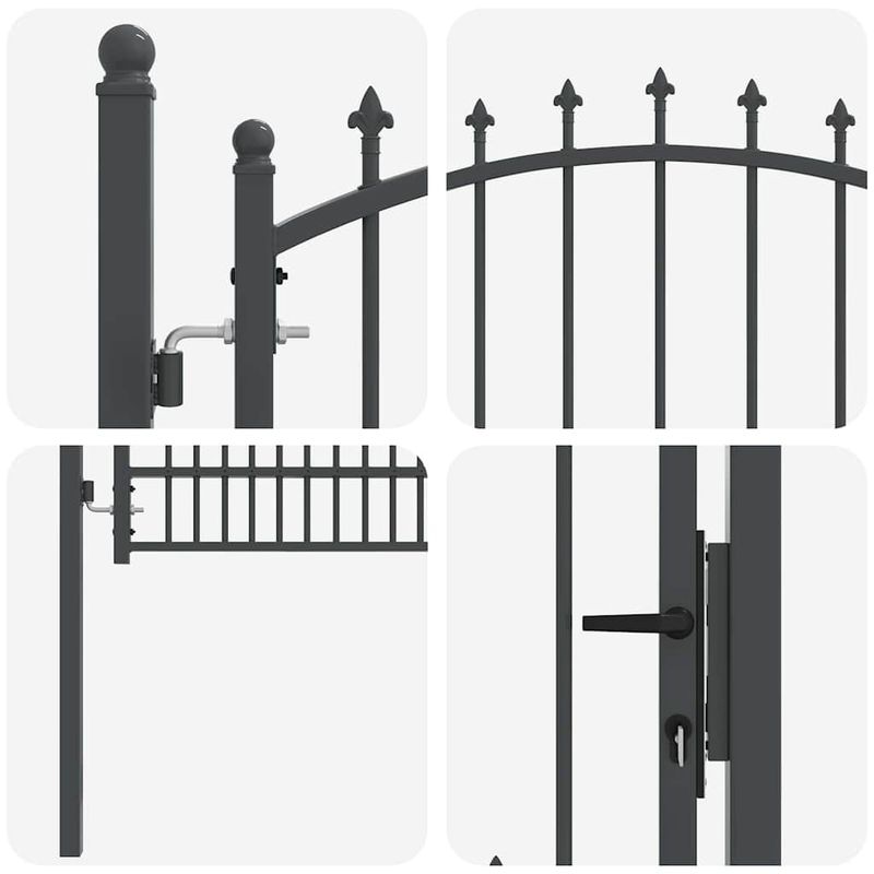 Casa si Gradina - Constructii - Usi interior, exterior si garaj - Usi garaj - Poarta de gard cu tepi Gri 200 x 100 cm Otel vopsit in pulbere - Infinity.ro