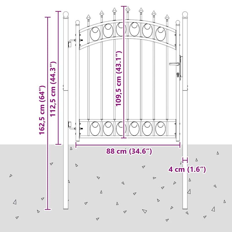 Casa si Gradina - Constructii - Usi interior, exterior si garaj - Usi garaj - Poarta de gard cu tepi Gri 125 x 100 cm Otel vopsit in pulbere - Infinity.ro