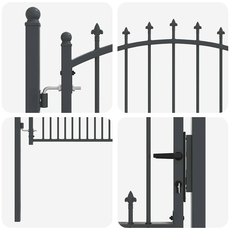 Casa si Gradina - Constructii - Usi interior, exterior si garaj - Usi garaj - Poarta de gard cu tepi Gri 150 x 100 cm Otel vopsit in pulbere - Infinity.ro