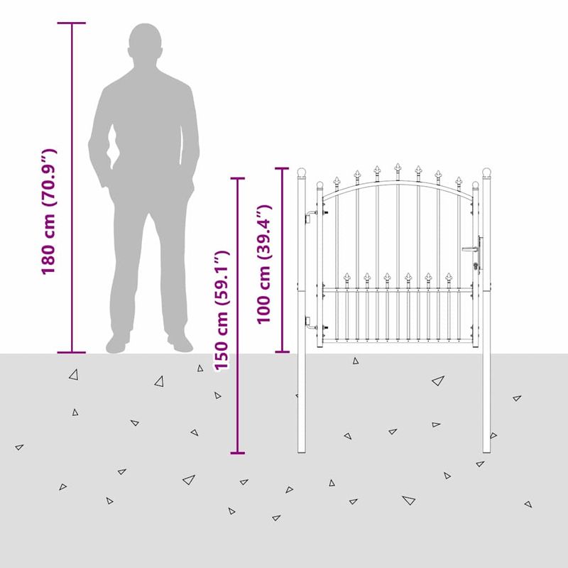 Casa si Gradina - Constructii - Usi interior, exterior si garaj - Usi garaj - Poarta de gard cu tepi Gri 100 x 100 cm Otel vopsit in pulbere - Infinity.ro