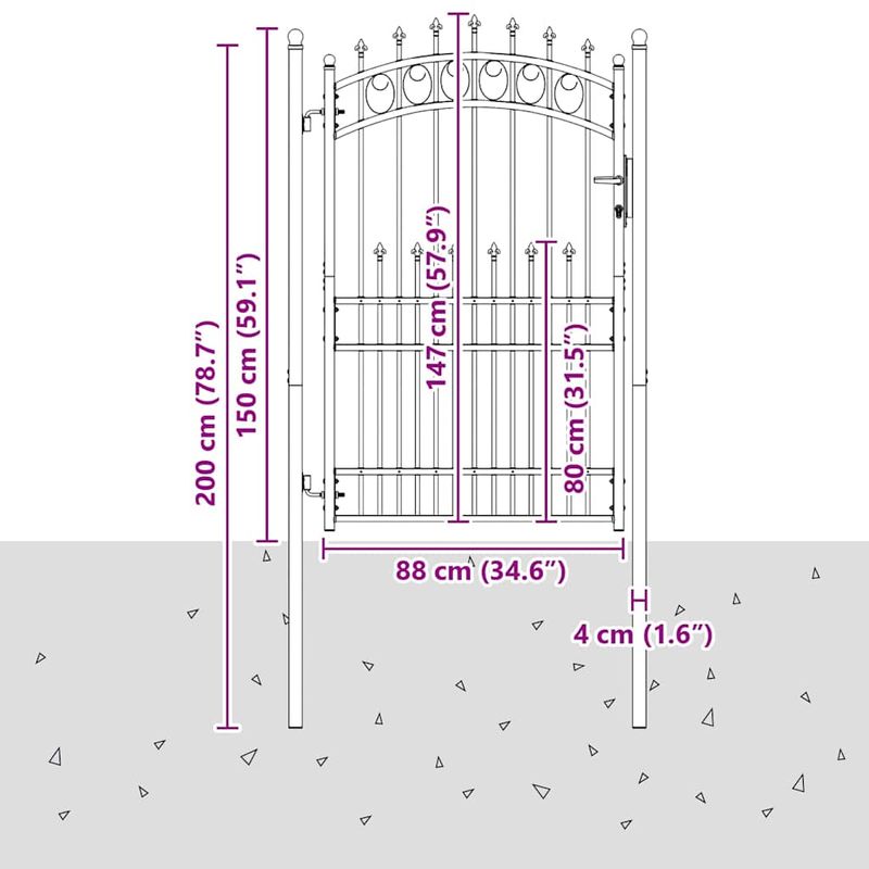 Casa si Gradina - Constructii - Usi interior, exterior si garaj - Usi garaj - Poarta de gard cu varfuri Gri 200 x 100 cm - Infinity.ro