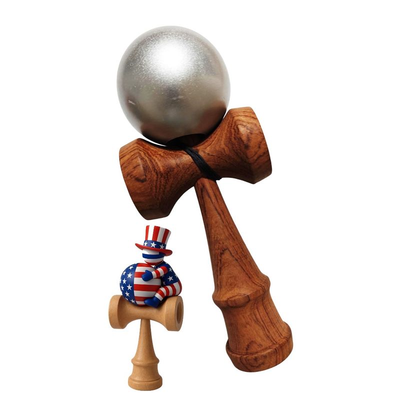 Jucarii, Copii si Bebe - Jucarii si jocuri - Jucarii & jocuri educative - Jucarii interactive - Kendama din lemn natural, Bila lemn + Sticker Waterproof USA pentru telefon, 167KD - Infinity.ro