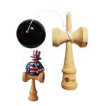 Jucarii, Copii si Bebe - Jucarii si jocuri - Jucarii & jocuri educative - Jucarii interactive - Kendama din lemn natural, Bila lemn + Sticker Waterproof USA pentru telefon, 170KD - Infinity.ro