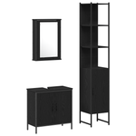 Casa si Gradina - Mobilier - Seturi de mobilier - Seturi baie - Set de mobilier pentru baie 3 piese Negru stejar din lemn prelucrat - Infinity.ro