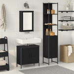 Casa si Gradina - Mobilier - Seturi de mobilier - Seturi baie - Set de mobilier pentru baie 3 piese Negru stejar din lemn prelucrat - Infinity.ro