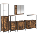 Casa si Gradina - Mobilier - Mobilier baie - Corpuri baie - Set de mobilier pentru baie din 5 piese din lemn tratat fumuriu - Infinity.ro