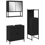Casa si Gradina - Mobilier - Seturi de mobilier - Seturi baie - Set de Mobilier pentru Baie 3 Piese Negru Stejar Lemn Prelucrat - Infinity.ro