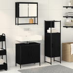 Casa si Gradina - Mobilier - Seturi de mobilier - Seturi baie - Set de Mobilier pentru Baie 3 Piese Negru Stejar Lemn Prelucrat - Infinity.ro