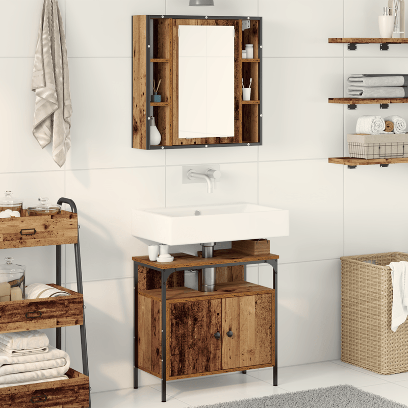 Casa si Gradina - Mobilier - Seturi de mobilier - Seturi baie - Set de Mobilier pentru Baie 2 Piese Lemn Vechi din Lemn Stratificat - Infinity.ro