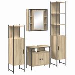 Casa si Gradina - Mobilier - Seturi de mobilier - Seturi baie - Set de mobilier pentru baie cu raft Pe perete Altele cu depozitare cu usa cu oglinda 4 pcs Stejar sonoma - Infinity.ro