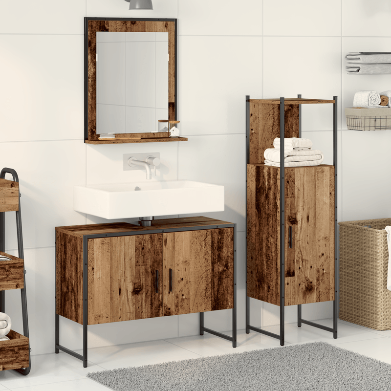 Casa si Gradina - Mobilier - Seturi de mobilier - Seturi baie - Set de mobilier pentru baie format din 3 piese din lemn vechi si lemn compus - Infinity.ro