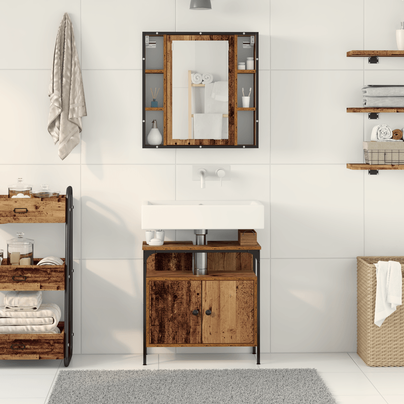 Casa si Gradina - Mobilier - Seturi de mobilier - Seturi baie - Set de Mobilier pentru Baie 2 Piese Lemn Vechi din Lemn Stratificat - Infinity.ro