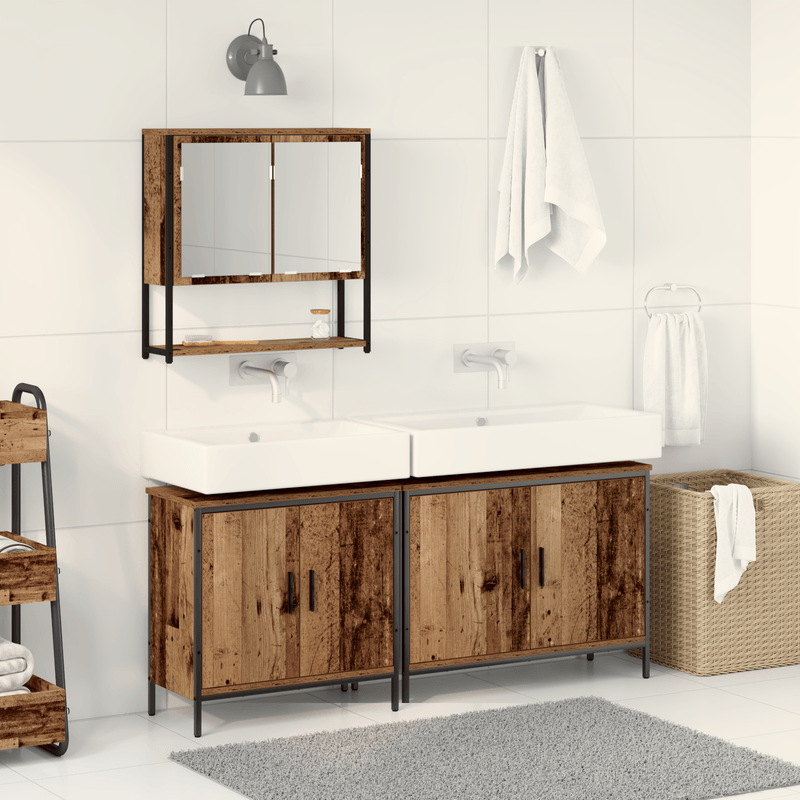 Casa si Gradina - Mobilier - Seturi de mobilier - Seturi baie - Set de Mobilier pentru Baie 3 Piese Lemn Vechi din Lemn Compozit - Infinity.ro