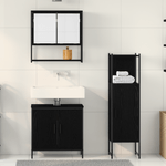 Casa si Gradina - Mobilier - Seturi de mobilier - Seturi baie - Set de Mobilier pentru Baie 3 Piese Negru Stejar Lemn Prelucrat - Infinity.ro