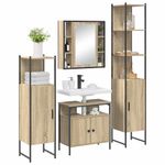 Casa si Gradina - Mobilier - Seturi de mobilier - Seturi baie - Set de mobilier pentru baie cu raft Pe perete Altele cu depozitare cu usa cu oglinda 4 pcs Stejar sonoma - Infinity.ro