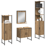 Casa si Gradina - Mobilier - Seturi de mobilier - Seturi baie - Set de mobilier pentru baie 4 piese Lemn de stejar artizanal - Infinity.ro