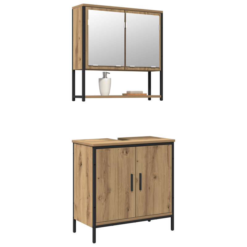 Casa si Gradina - Mobilier - Seturi de mobilier - Seturi baie - Set de mobilier pentru baie din 2 piese din lemn prelucrat Artisan Oak - Infinity.ro
