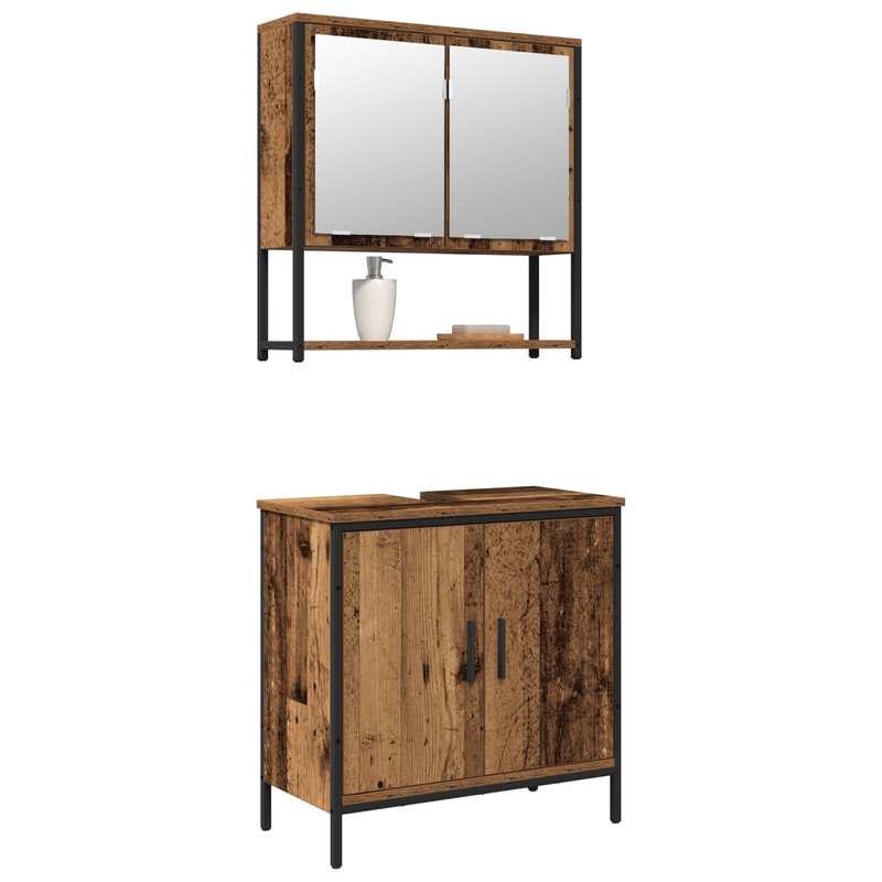 Casa si Gradina - Mobilier - Seturi de mobilier - Seturi baie - Set de Mobilier pentru Baie in 2 Piese din Lemn Vechi si Lemn Prelucrat - Infinity.ro