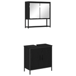 Casa si Gradina - Mobilier - Seturi de mobilier - Seturi baie - Set de mobilier pentru baie 2 piese in stejar negru din lemn prelucrat - Infinity.ro