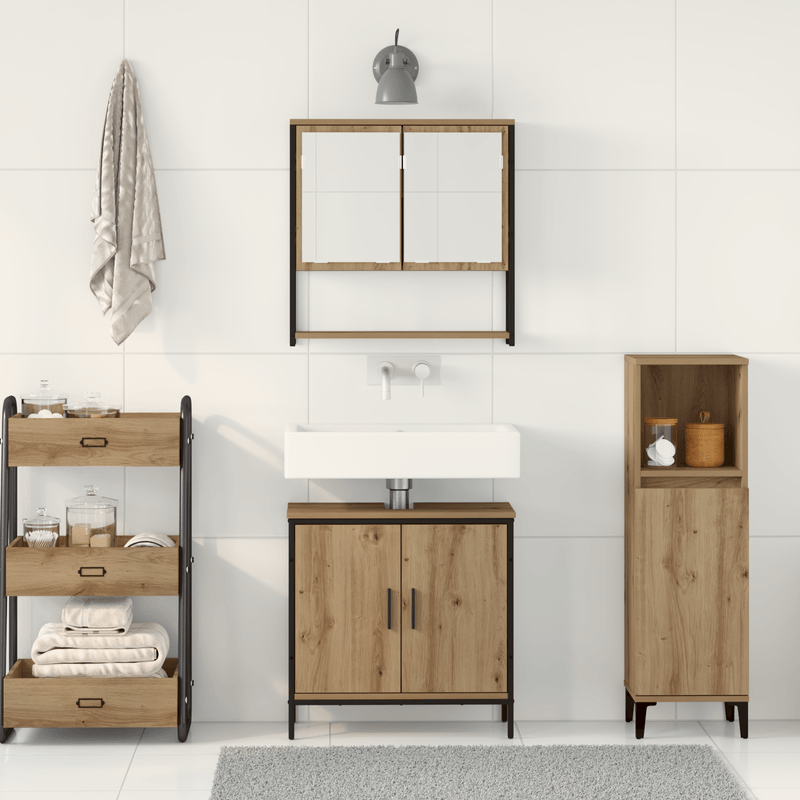 Casa si Gradina - Mobilier - Seturi de mobilier - Seturi baie - Set de mobilier pentru baie din 2 piese din lemn prelucrat Artisan Oak - Infinity.ro