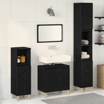 Casa si Gradina - Mobilier - Seturi de mobilier - Seturi baie - Set de Mobilier pentru Baie din 3 Piese Stejar Negru Lemn Prelucrat - Infinity.ro