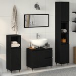 Casa si Gradina - Mobilier - Seturi de mobilier - Seturi baie - Set de Mobilier pentru Baie de 3 Piese Negru Stejar Lemn Stratificat - Infinity.ro