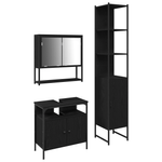 Casa si Gradina - Mobilier - Seturi de mobilier - Seturi baie - Set de Mobilier pentru Baie 3 Piese Negru Stejar Lemn Stratificat - Infinity.ro