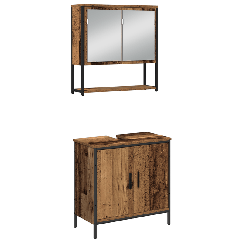 Casa si Gradina - Mobilier - Seturi de mobilier - Seturi baie - Set de mobilier pentru baie , 3 piese, lemn vechi, lemn compus - Infinity.ro