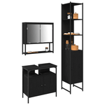 Casa si Gradina - Mobilier - Seturi de mobilier - Seturi baie - Set de Mobilier pentru Baie 3 Piese Negru Stejar Lemn Stratificat - Infinity.ro
