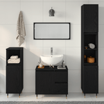 Casa si Gradina - Mobilier - Seturi de mobilier - Seturi baie - Set de Mobilier pentru Baie de 3 Piese Negru Stejar Lemn Stratificat - Infinity.ro