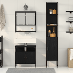 Casa si Gradina - Mobilier - Seturi de mobilier - Seturi baie - Set de Mobilier pentru Baie 3 Piese Negru Stejar Lemn Stratificat - Infinity.ro