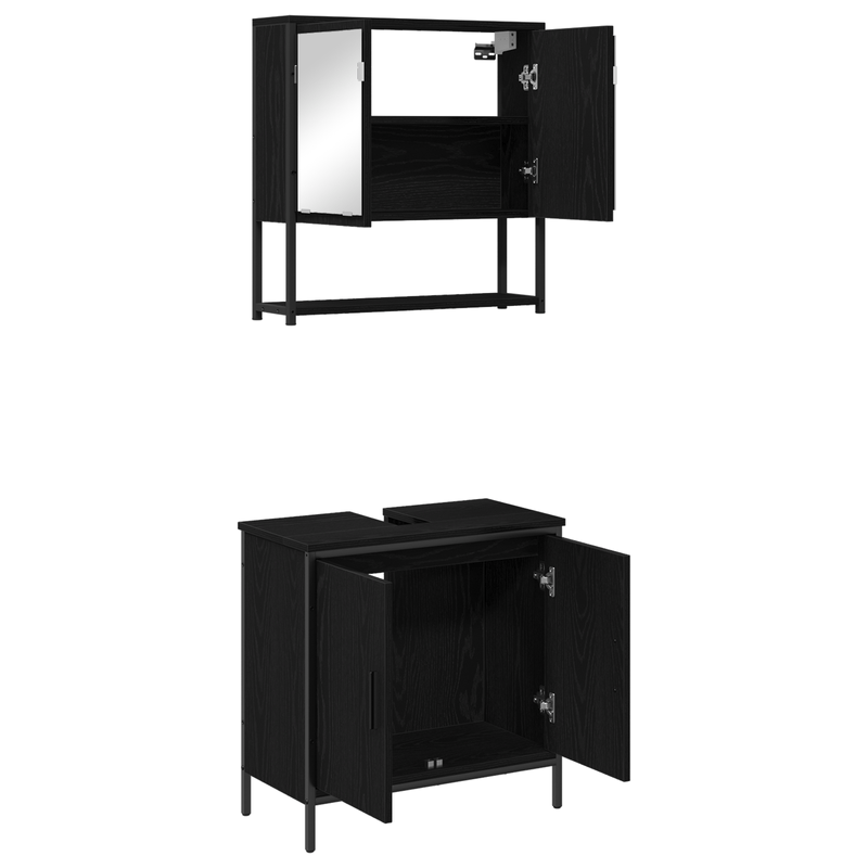 Casa si Gradina - Mobilier - Seturi de mobilier - Seturi baie - Set de mobilier pentru baie 2 piese in stejar negru din lemn prelucrat - Infinity.ro