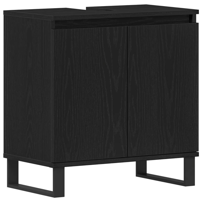 Casa si Gradina - Mobilier - Seturi de mobilier - Seturi baie - Set de Mobilier pentru Baie 3 Piese Stejar Negru din Lemn Ingineresc - Infinity.ro