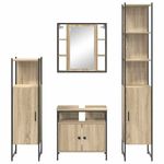 Casa si Gradina - Mobilier - Seturi de mobilier - Seturi baie - Set de mobilier pentru baie cu raft Pe perete Altele cu depozitare cu usa cu oglinda 4 pcs Stejar sonoma - Infinity.ro
