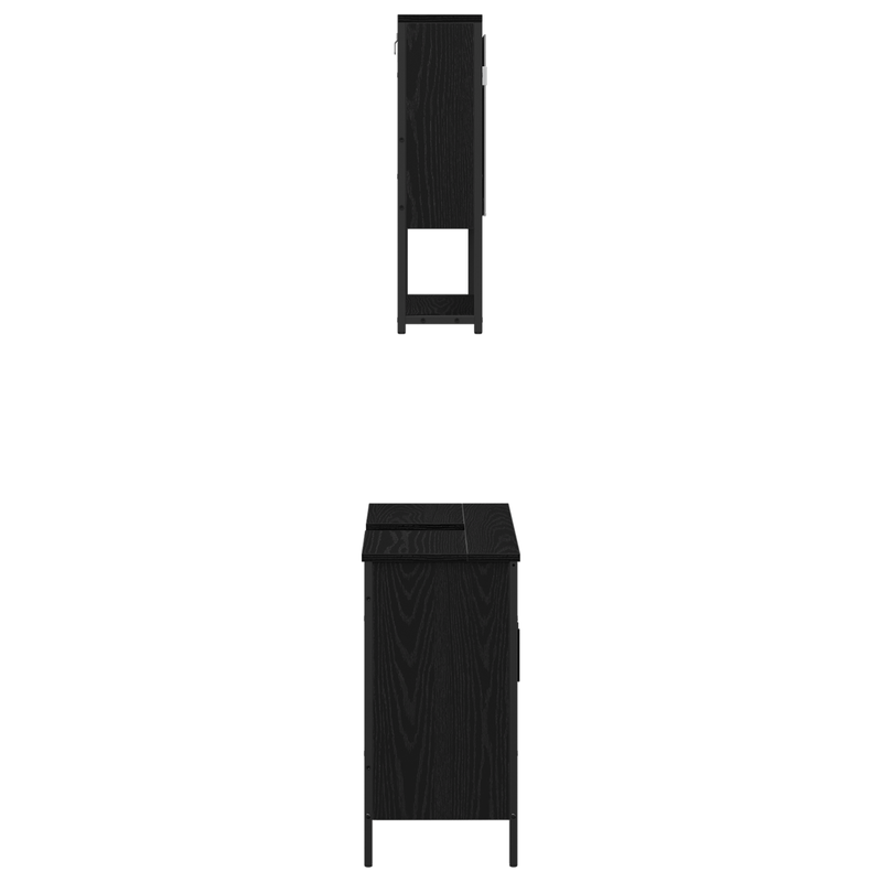 Casa si Gradina - Mobilier - Seturi de mobilier - Seturi baie - Set de mobilier pentru baie 2 piese in stejar negru din lemn prelucrat - Infinity.ro