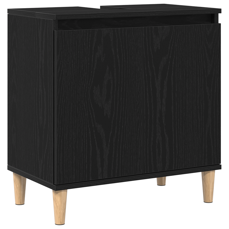 Casa si Gradina - Mobilier - Seturi de mobilier - Seturi baie - Set de Mobilier pentru Baie din 3 Piese Stejar Negru Lemn Prelucrat - Infinity.ro