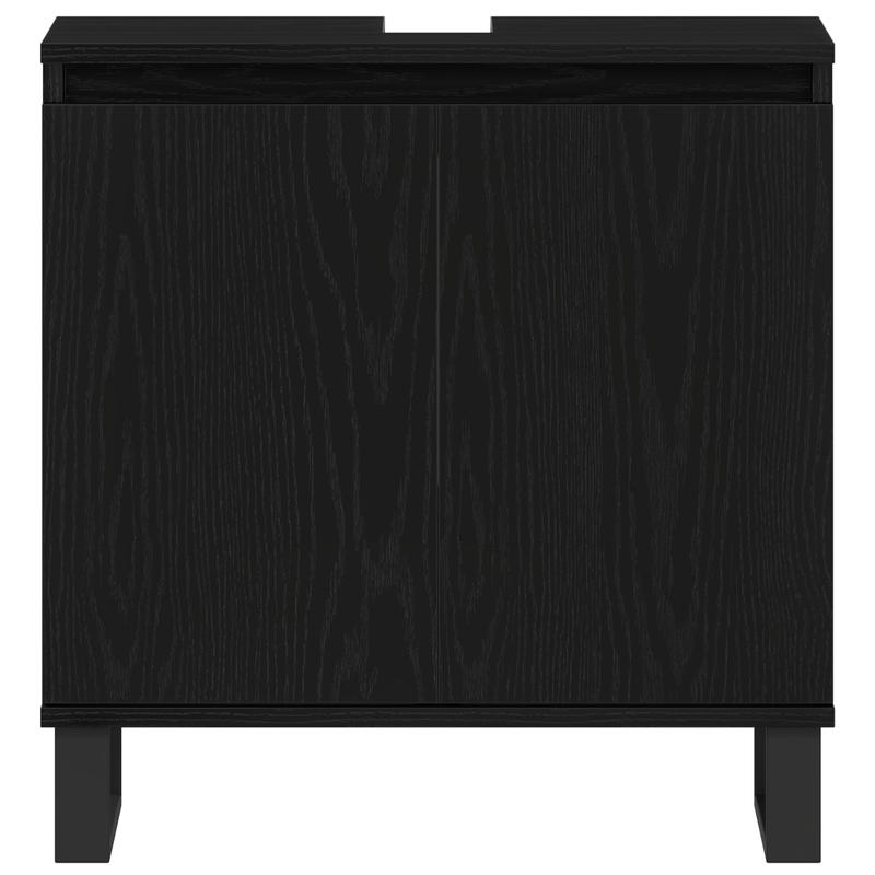 Casa si Gradina - Mobilier - Seturi de mobilier - Seturi baie - Set de Mobilier pentru Baie 3 Piese Stejar Negru din Lemn Ingineresc - Infinity.ro