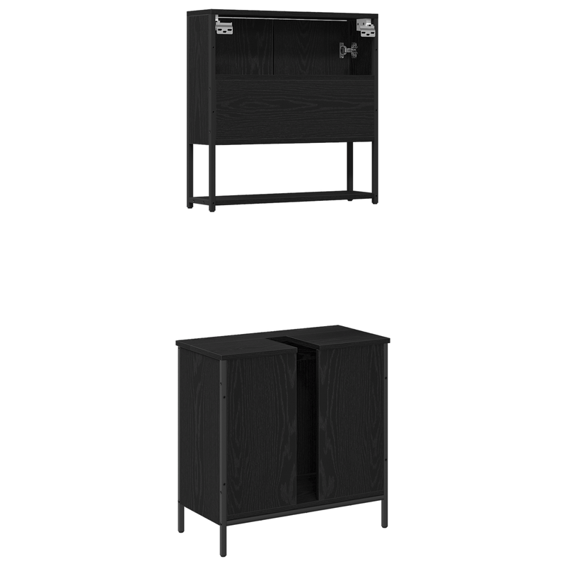 Casa si Gradina - Mobilier - Seturi de mobilier - Seturi baie - Set de mobilier pentru baie 2 piese in stejar negru din lemn prelucrat - Infinity.ro