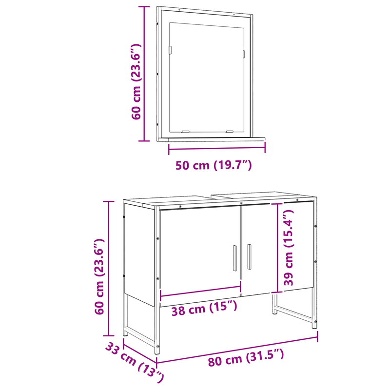 Casa si Gradina - Mobilier - Seturi de mobilier - Seturi baie - Set de mobilier pentru baie 2 piese din lemn vechi, lemn din inginerie - Infinity.ro
