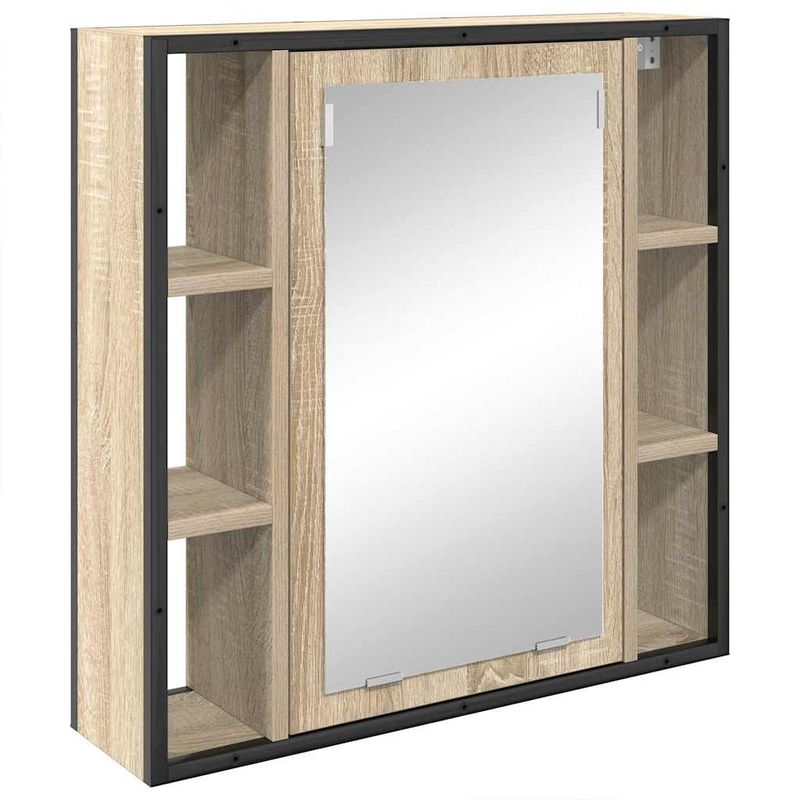 Casa si Gradina - Mobilier - Seturi de mobilier - Seturi baie - Set de mobilier pentru baie cu raft Pe perete cu depozitare cu usa cu oglinda 3 pcs Stejar sonoma - Infinity.ro