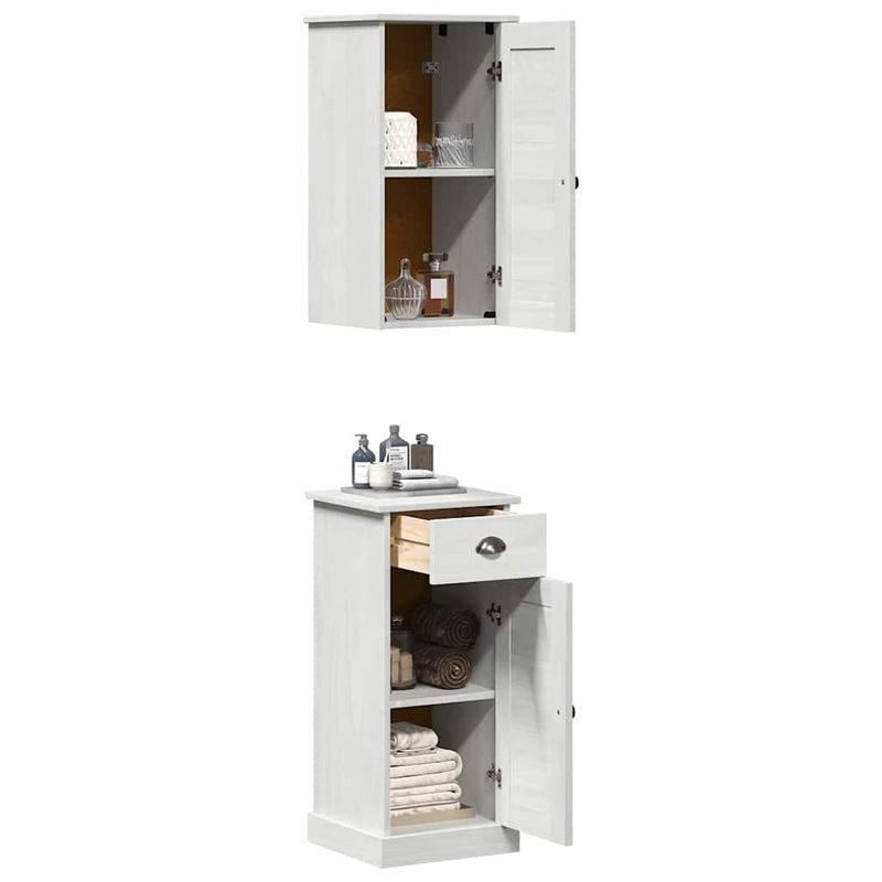 Casa si Gradina - Mobilier - Mobilier baie - Corpuri baie - Set de mobilier pentru baie 2 pcs Maro si alb 37 x 34 x 80 cm - Infinity.ro