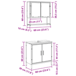 Casa si Gradina - Mobilier - Seturi de mobilier - Seturi baie - Set de mobilier pentru baie 2 piese in stejar negru din lemn prelucrat - Infinity.ro