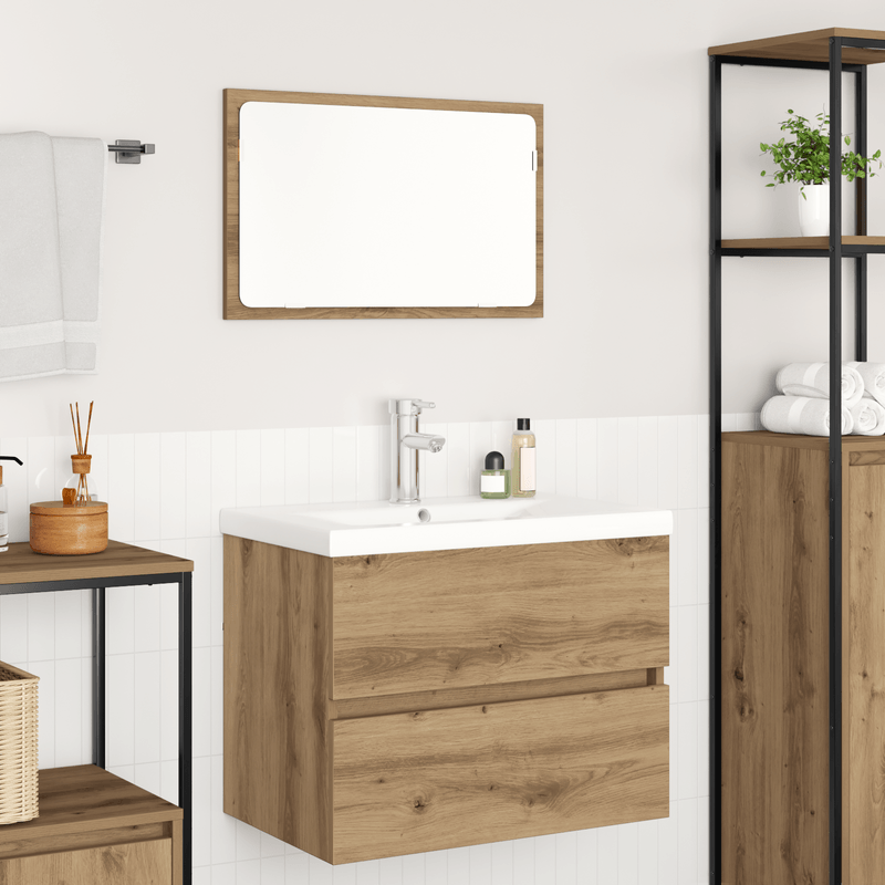 Casa si Gradina - Mobilier - Seturi de mobilier - Seturi baie - Set de mobilier pentru baie cu depozitare cu oglinda 3 pcs Stejar negru - Infinity.ro