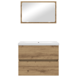 Casa si Gradina - Mobilier - Seturi de mobilier - Seturi baie - Set de mobilier pentru baie cu depozitare cu oglinda 3 pcs Stejar negru - Infinity.ro