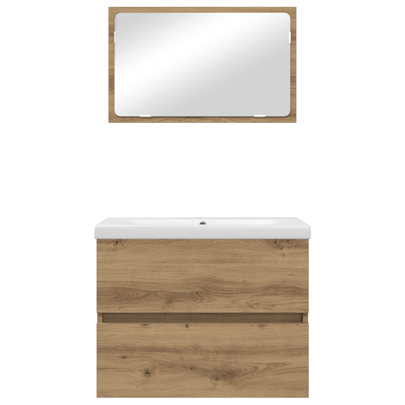 Casa si Gradina - Mobilier - Seturi de mobilier - Seturi baie - Set de mobilier pentru baie cu depozitare cu oglinda 3 pcs Stejar negru - Infinity.ro