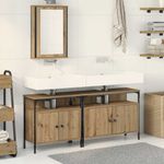 Casa si Gradina - Mobilier - Seturi de mobilier - Seturi baie - Set de mobilier pentru baie 3 piese Stejar artizanal Lemn ingineresc - Infinity.ro