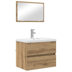 Casa si Gradina - Mobilier - Seturi de mobilier - Seturi baie - Set de mobilier pentru baie cu depozitare cu oglinda 3 pcs Stejar negru - Infinity.ro